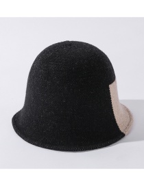 Fashion Black Contrasting Color Wool Knitted Fisherman Hat