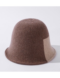 Fashion Khaki Contrasting Color Wool Knitted Fisherman Hat