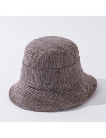 Fashion Khaki Striped Woolen Plaid Fisherman Hat