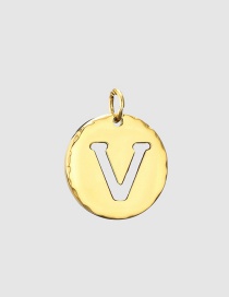 Fashion 14k Gold-v Handmade Titanium Steel Dripping Letter Round Accessories