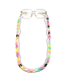 Fashion Color Acrylic Pearl Plastic Leopard Print Glasses Chain