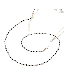 Fashion Black Handmade Chain Pearl Crystal Beaded Alloy Glasses Chain