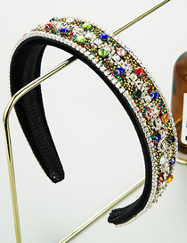 Fashion Color Geometric Fabric Wide-brimmed Headband With Diamonds