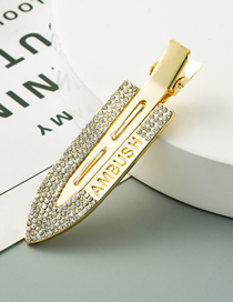 Fashion Gold Color Alloy Inlaid Rhinestone Letter Seamless Hairpin