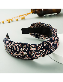 Fashion Black Fabric Printed Cross-knotted Wide Brim Headband