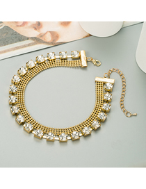 Fashion Gold Color Diamond Alloy Square Necklace