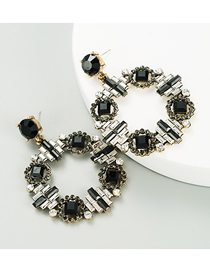 Fashion Black Round Alloy Earrings With Rhinestones