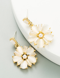 Fashion Creamy-white Petal Pearl Alloy Earrings