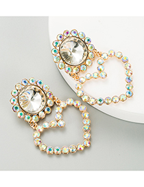Fashion Gold Color Flower Heart-shaped Alloy Full Diamond Earrings