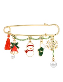 Fashion Color Christmas Dripping Snowman Bell Snowflake Pearl Brooch