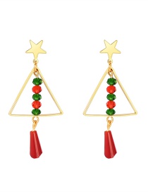 Fashion Color Christmas Tree Five-pointed Star Tassel Alloy Earrings