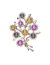 Fashion Color Flower And Diamond Alloy Hollow Brooch