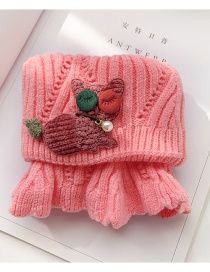 Fashion Bright Pink Kitten 2 Years Old -12 Years Old Woolen Knitted Bear Apple Childrens Neck Scarf