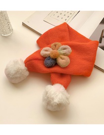 Fashion [orange Red] 6 Months-10 Years Old Plush Flower Childrens Contrast Wool Ball Scarf