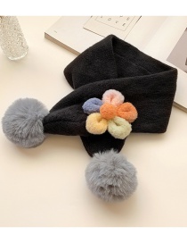 Fashion [black] 6 Months-10 Years Old Plush Flower Childrens Contrast Wool Ball Scarf