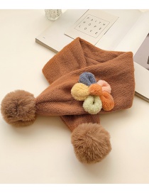 Fashion [brown] 6 Months-10 Years Old Plush Flower Childrens Contrast Wool Ball Scarf