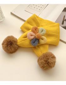 Fashion [yellow] 6 Months-10 Years Old Plush Flower Childrens Contrast Wool Ball Scarf