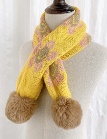 Fashion [yellow] 6 Months-10 Years Old Childrens Scarf With Flower Print Hair Ball Thickening