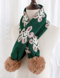 Fashion [green] 6 Months-10 Years Old Childrens Scarf With Flower Print Hair Ball Thickening