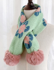 Fashion [light Green] 6 Months-10 Years Old Childrens Scarf With Flower Print Hair Ball Thickening