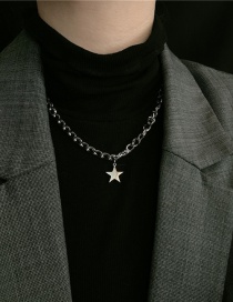Fashion Silver Color Stainless Steel Five-pointed Star Letter Necklace