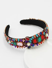 Fashion Color Diamond-studded Pearl Geometric Fabric Wide Brim Headband
