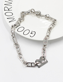 Fashion Silver Color Metal Whip Chain Letter Hollow Necklace