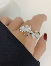 Fashion Silver Color Adjustable Ring With Bow Opening