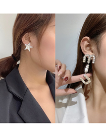 Fashion Silver Color Pentagram Asymmetrical Alloy Earrings