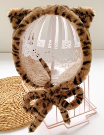 Fashion Khaki Leopard Print Recommended For About 2-12 Years Old Leopard Print Plush Strap Childrens Earmuffs