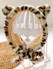 Fashion Beige Leopard Print Recommended For About 2-12 Years Old Leopard Print Plush Strap Childrens Earmuffs