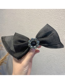 Fashion Black Alloy Hairpin With Bow And Diamond Flower