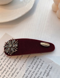 Fashion Red Rhinestone Hair Clip Velvet Rabbit Diamond Geometric Alloy Hairpin