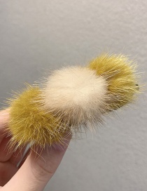 Fashion White Yellow Ball Plush Hit Color Catch Hair Clip