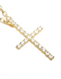 Fashion 60mm Chain Gold Color Cross Alloy Diamond Cross Necklace