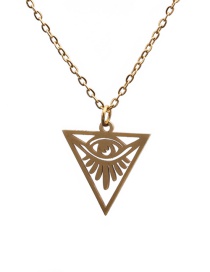 Fashion Gold Color Titanium Steel Triangle Eye Hollow Pendant Necklace