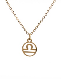 Fashion 9 Gold Color Titanium Steel Twelve Constellation Round Hollow Necklace