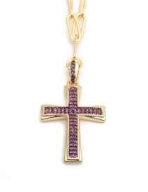 Fashion Purple Micro Zircon Cross Necklace