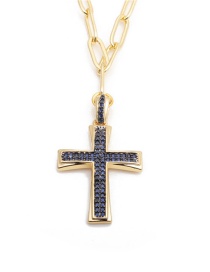 Fashion Royal Blue Micro Zircon Cross Necklace