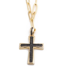 Fashion Black Micro Zircon Cross Necklace