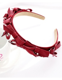 Fashion Red Bow Tie Leather Hair Band