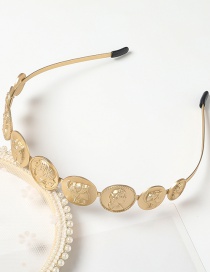 Fashion New Alloy Headband-gold Coin Portrait Alloy Leaf Gold Coin Portrait Geometric Headband Hairpin