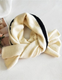 Fashion A Line Of White Rice Striped Knitted Wool Scarf
