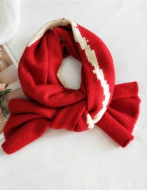 Fashion One-line Sky Red Striped Knitted Wool Scarf