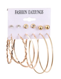 Fashion Round Diamond And Pearl Flower Geometric Alloy Earrings Set