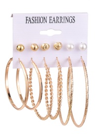 Fashion Tie Diamond Pearl Flower Geometric Alloy Earrings Set