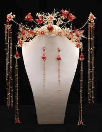 Fashion Red Fringed Butterfly Diamond Pearl Alloy Phoenix Crown