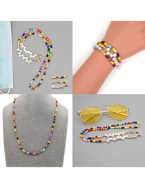Fashion Contrast Rice Beads Contrasting Color Skid Glasses Chain