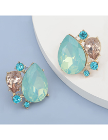 Fashion Green Drop-shaped Acrylic Earrings With Diamonds