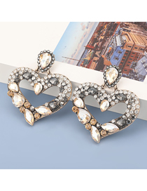 Fashion Gold Color Alloy Diamond Heart Hollow Earrings